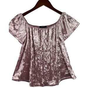 Forever 21 Pink Velvet On/Off the Shoulder Women's Blouse Size Small